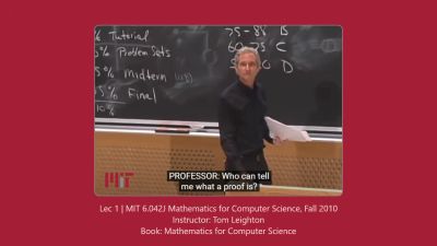 MIT Mathematics for computer science lecture 1